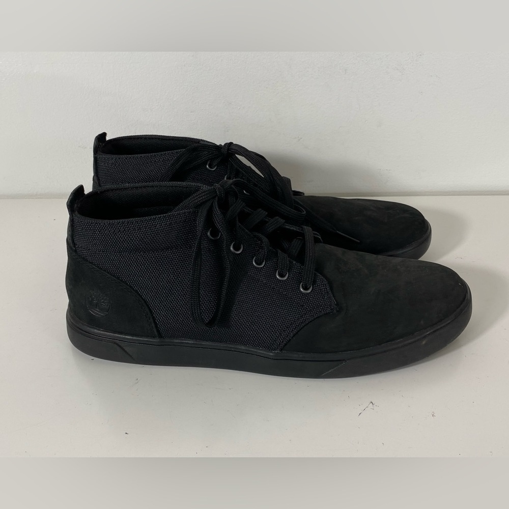 Timberland Men's Size 8 Groveton Shoes Leather & Fabric Chukka BLACK 6743A